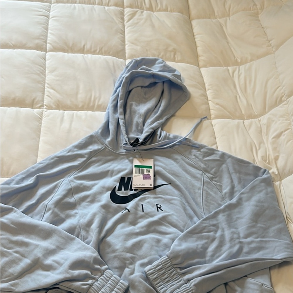 Nike Light Blue Pullover Hoodie with Black Logo